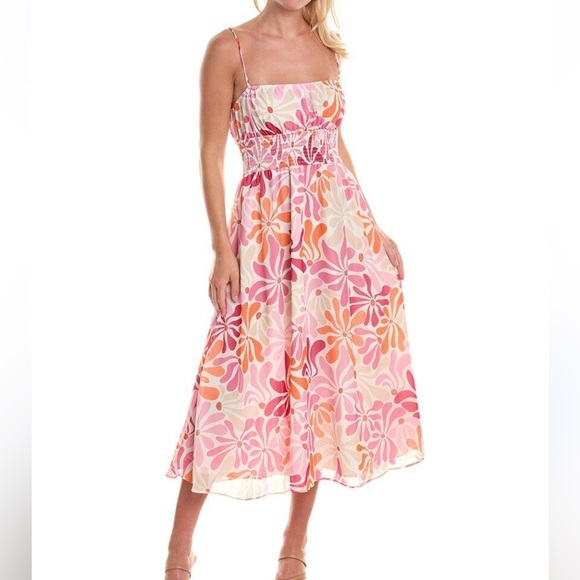 Hutch Dresses & Skirts - Hutch Floral Maxi Dress M Orange Pink White Style 11055 Resort Barbiecore Coasta